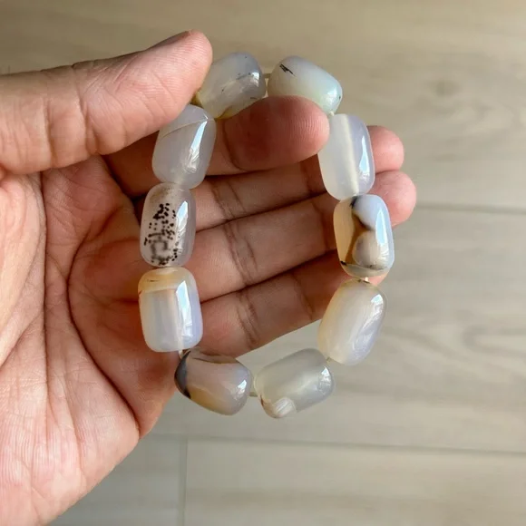 Handmade Natural Chunky Agate Bracelet, 6” - Picture 5 of 8